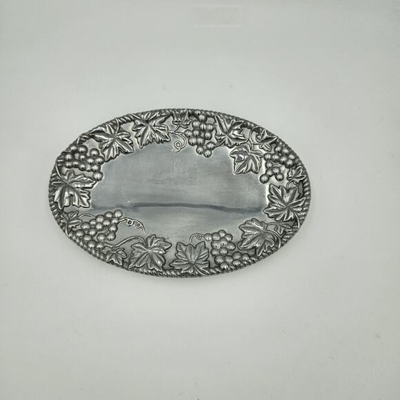 Vintage LENOX Metal Serveware 6" x 9" Oval Grapes Leaves Plate Platter Dish - Picture 1 of 5